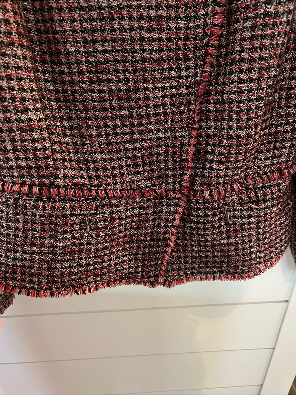 White House Black Market Tweed Fringe Jacket | Size 8 | - Picture 8 of 11